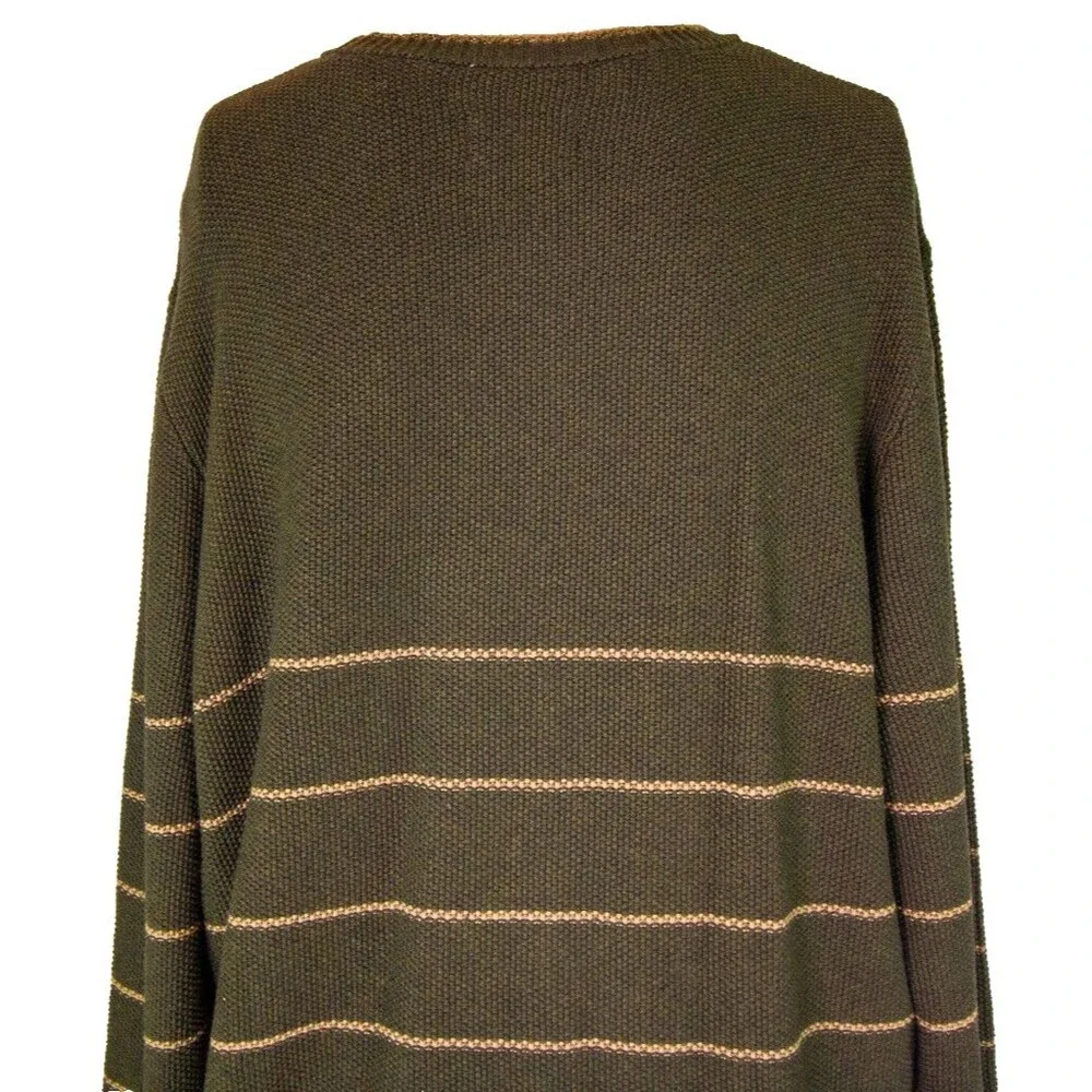 Paige Men's Striped Green Pullover Sweater Long Sleeve Zip Sweater Size XXL